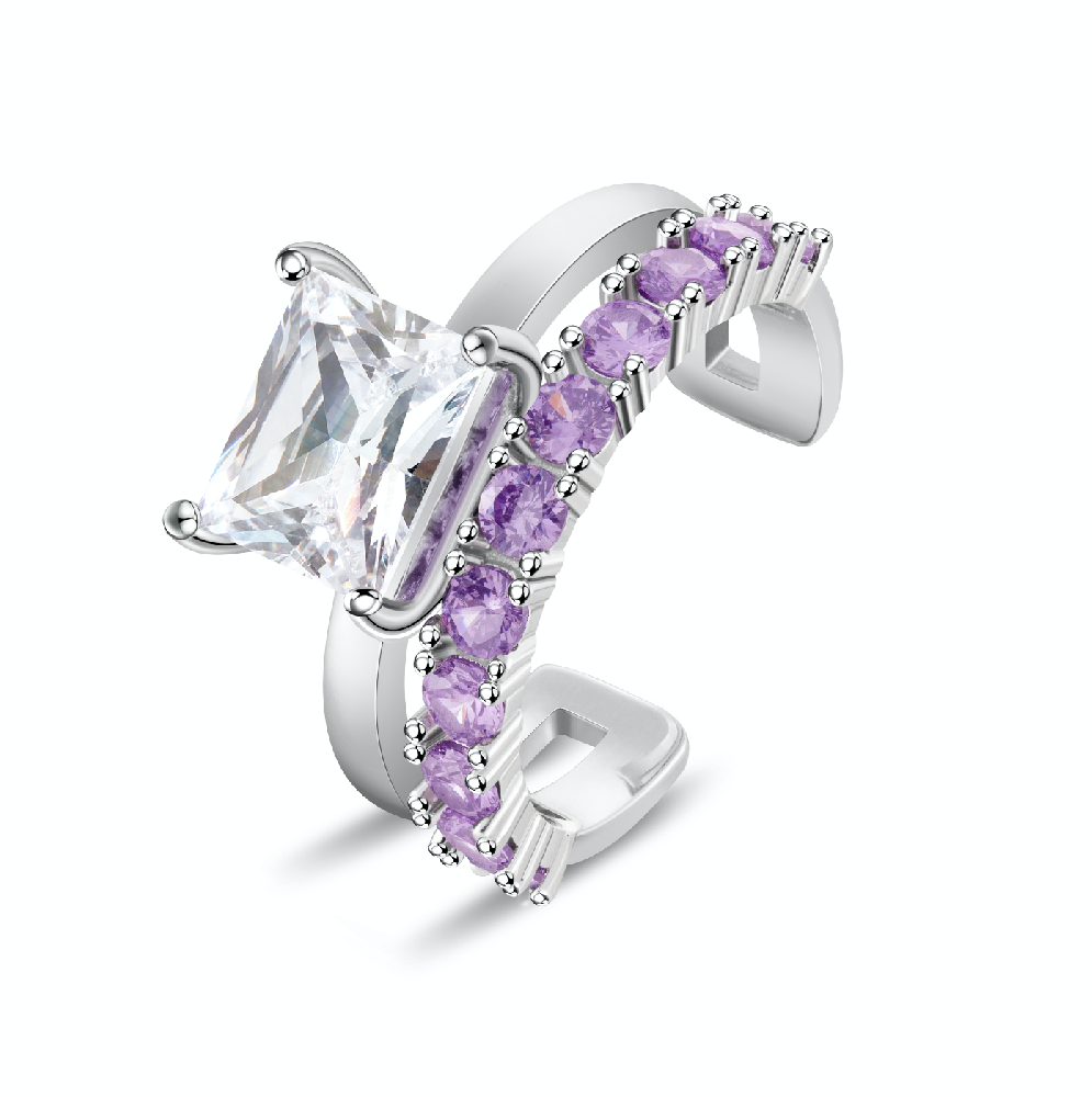 FLV珍珠花园 双层锆石戒指厚镀14K黄金戒指